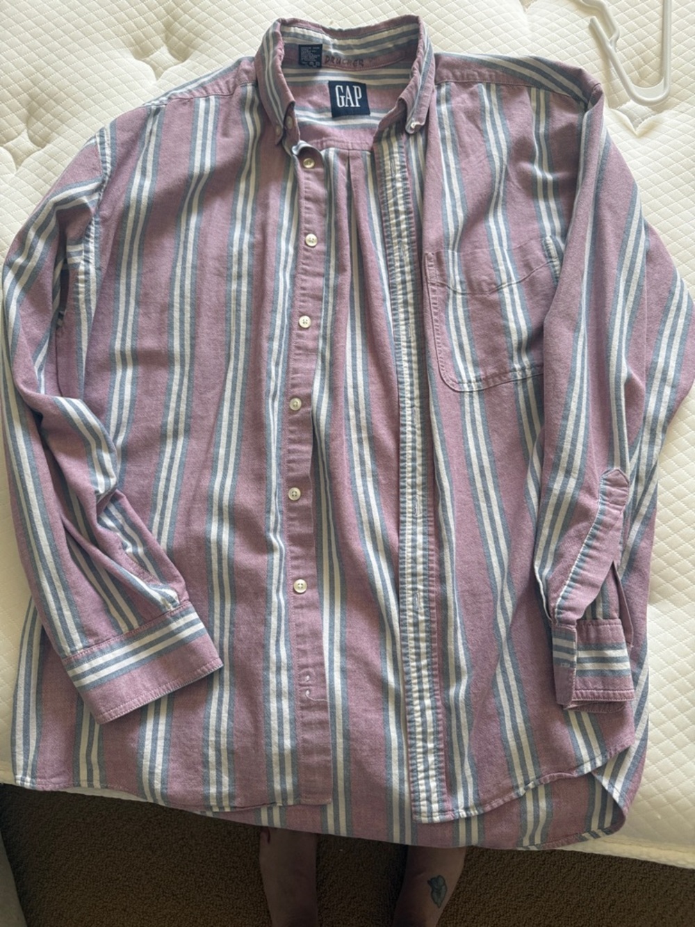 Vintage GAP Men’s Striped Button-Down Shirt in Mauve